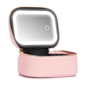 lot 10005 image: Mini Makeup Bag with Led Mirror, Small Travel Make up Bag 3 Light Modes Adjustable Brightness, for Women Organizer Cosmetic Bag, Portable Travel Train Toiletry Bag, for Pool Parties Work Touch-Ups