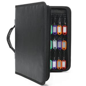 lot 10011 image: Haftigts Zippered Key Case Organizer with Handle, Waterproof and Fireproof Key Binder with 54 Hooks and Tags Portable Key Storage Book for Offices Real Estate Agencies Hotels and Rental Management