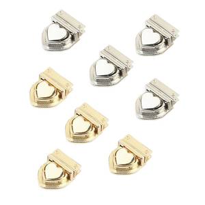 lot 10394 image: 8 Pcs Heart Tuck Lock Clasp Catch, Purse Thumb Buckle Classic Glossy Alloy Purse Thumb Lock for DIY Craft Bag Wallet Handbag Box Case Making