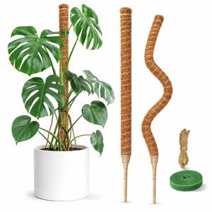 lot 10395 image: Dimpoo 2 Pack 26.8 Moss Pole for Monstera, Bendable Coco Coir Plant Support Stakes