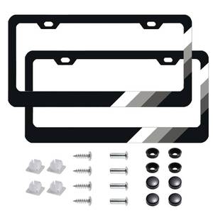 lot 10401 image: 2Pcs Tri-Color License Plate Frames for Toyota 4runners, Black License Tag Plate Universal Fit for Tacoma Car Accessories (BlackGray-RightIGHT)