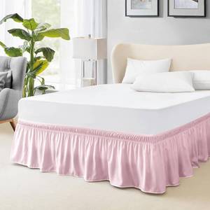 lot 10420 image: FreshCulture Full Bed Skirt, Elastic Wrap Around Bed Skirt Full Bed, Easy Fit with 15-Inch Tailored Drop, Hotel Quality Dust Ruffle for Full Size Bed, Bed Skirt Full Size (Dusty Pink)