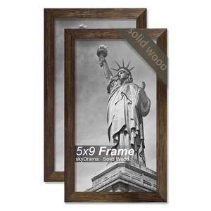 lot 10433 image: skyDrama Solid Wood 5x9 Picture Frame with Brown Wood Grain 2 Packs