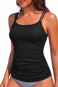 lot 10437 image: Daci Black Womens Tankini Tops Tummy Control Swim Top Only XXL