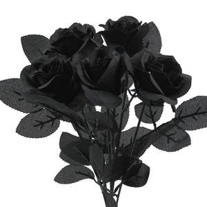 lot 10442 image: Uieke 5Pcs Roses Artificial Flowers, Black Roses Artificial Flowers Fake Flower Silk Stem Realistic Blossom Flora for DIY Home Office Bridal Wedding Bouquet Centerpiece Party Outdoor Decoration