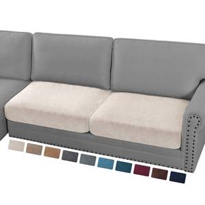lot 10444 image: PrinceDeco Velvet Couch Cushion Cover Soft Stretch Cushion Slipcover for Chair Loveseat Sofa Cushion Furniture Protector Seat Cushion Sofa Cover (2 Piece Large Sofa Cushion Covers, Ivory)