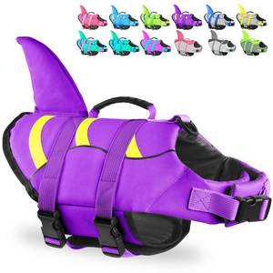 lot 10491 image: Fragralley Dog Life Jacket Shark, Dog Life Vest Adjustable Ripstop, Dog Swimming Safety Vest with Superior Buoyancy & Rescue Handle for Small Medium Large Dogs, Swim, Pool, Beach, Boating