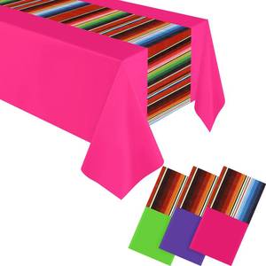lot 10492 image: Remagr 3Pcs 108 x 54  Mexican Fiesta Tablecloth, Vivid Colors