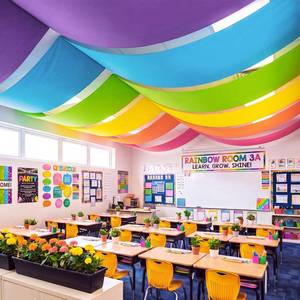 lot 11773 image: Fanfanwin Rainbow Ceiling Banner 6-Piece Set 12 ft