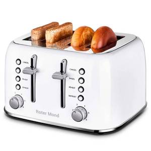 lot 11779 image: Roter Mond 4-Slice Retro Toaster Stainless Steel White
