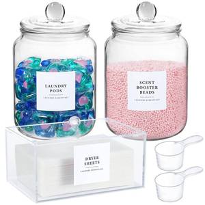 lot 11814 image: Landneoo Glass Jar and Dryer Sheet Holder Set