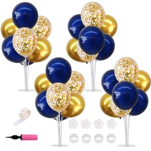 lot 11818 image: TONIFUL 4-Set Navy Blue Gold Balloon Centerpiece Stand