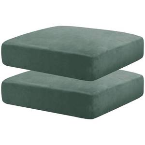 lot 12074 image: Maxijin Velvet Stretch Cushion Covers Loveseat 2-Piece Pea Green