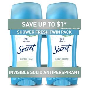 lot 12083 image: Secret Antiperspirant Deodorant for Women, 24hr (Pack of 2)