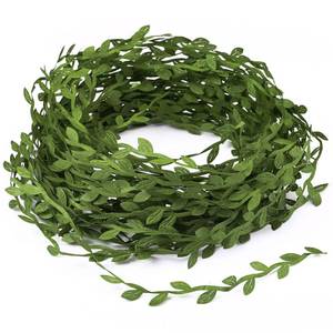 lot 12109 image: GWHOLE 65ft Artificial Vine Green Leaf Ribbon