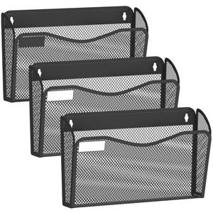 lot 17167 image: BOHDK Wall File Organizer, 3-Pocket Mesh Hanging