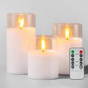 lot 17171 image: Tyawon LED Flameless Pillar Candles with Remote, Pack of 3