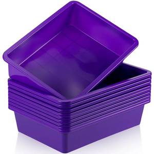 lot 17185 image: Hoteam 10-Pack Flat Storage Bins, Purple