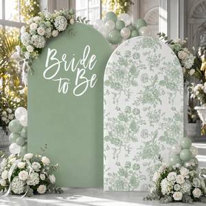 lot 17209 image: CrystalSylara Wedding Arch Cover Set Sage Green Spandex