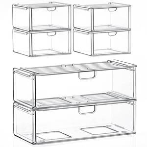 lot 17261 image: 6-Pack Acrylic Stackable Storage Drawers
