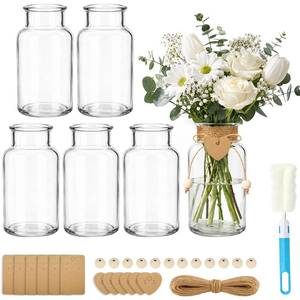 lot 17263 image: TBWIND Mason Jar Vases, 6-Piece Set with Twine & Accessories
