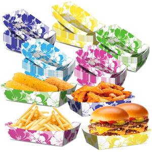 lot 18276 image: KERINGO Hibiscus Paper Food Trays 50 Pack 2 Lb