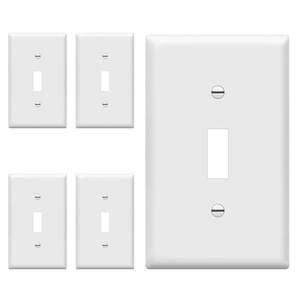 lot 18314 image: Enerlites Light Switch Cover Plate 5-Pack Toggle White