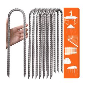 lot 18385 image: Eurmax 8-Pack U-Shape Ground Stakes, Galvanized Steel