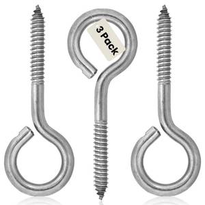 lot 18419 image: Harrier Hardware Stainless Steel Screw Eyes, 38 x 4-78-Inch, 3-Pack