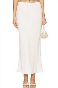 lot 18430 image: Skrtimory Linen Maxi Skirt with Drawstring White - SIZE small