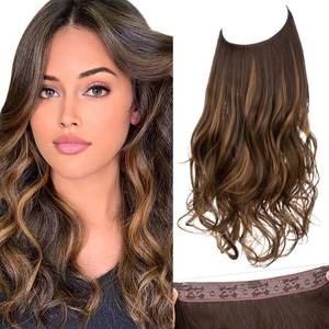 lot 18447 image: SARLA Invisible Wire Hair Extensions 22 Inch Dark Brown
