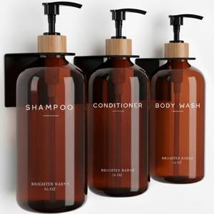 lot 19116 image: Brighter Barns Shower Dispenser Set 3-Chamber Amber