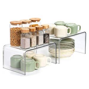lot 19131 image: Bobomoment Clear Cabinet Organizer Stackable Shelf Set of 2