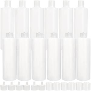 lot 19132 image: Bekith 12 Pack 16oz Plastic Squeeze Bottles with Dual Caps