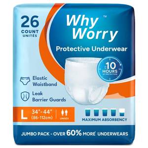 lot 19167 image: WhyWorry Incontinence Underwear, Large, 26 Count