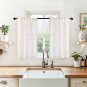 lot 20172 image: YoungsTex Linen Semi Sheer Curtain Panels 36 Inches Long