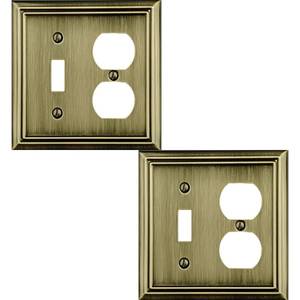 lot 20250 image: OKAWYC ToggleDuplex Light Switch Cover Plate 2-Pack Antique Brass