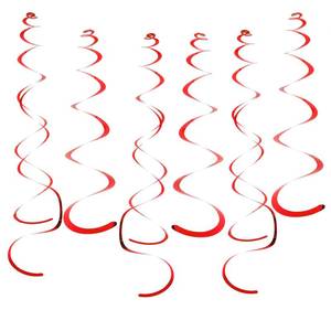 lot 20264 image: Fumwase Red Metallic Hanging Swirl Decorations, Pack of 30
