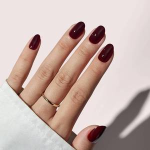 lot 20300 image: BTArtbox Press On Nails Short Oval Dark Red 32pc