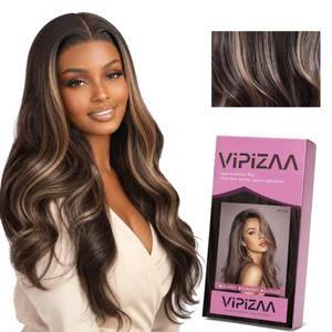 lot 20317 image: Vipizaa Glueless Lace Front Wig Dark Root Honey Blonde