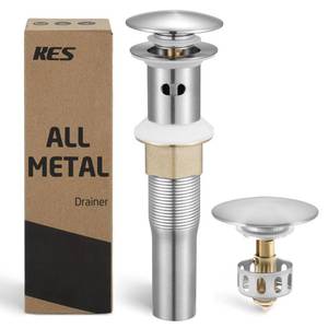 lot 20329 image: KES Bathroom Sink Drain with Strainer Basket Brushed Nickel