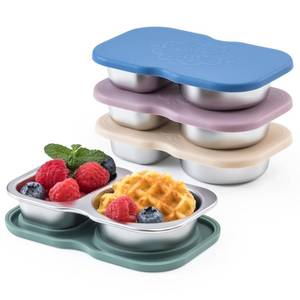 lot 20333 image: Vitever 4-Pack Stainless Steel 2-Compartment Snack Containers