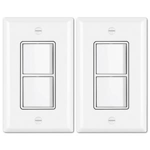 lot 20334 image: BESTTEN 2-Pack Double Rocker Light Switch, 15A 120-277V