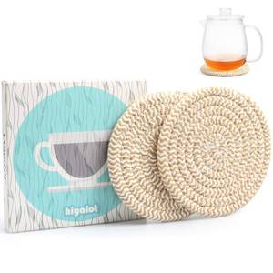 lot 20364 image: HIYALOT Cotton Coasters Set of 2 - 4.8 Boho Woven