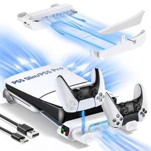 lot 20366 image: Tokluck PS5 SlimPro Horizontal Cooling Stand with Dual Controller Charger