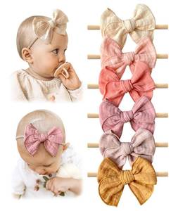 lot 20374 image: Cherssy Baby Girl Muslin Headbands, 4-Piece Set (4 Pieces Only)
