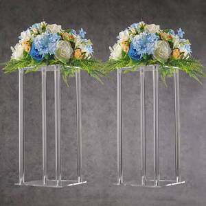 lot 20400 image: YALLOVE Clear Acrylic Flower Stand 2-Pack 15.75