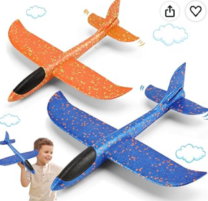 lot 2315 image: Foam airplanes two pack one green one blue - Stock image may not match actual product images