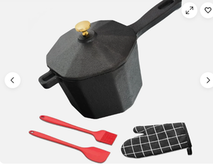 lot 2319 image: Small cast iron kettle pot with stove glove - Stock image may not match actual product images - Utensils not included&nbsp