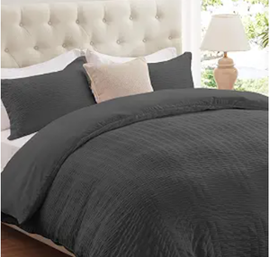 lot 18394 image: Cozyide Dark Grey Seersucker Duvet Cover Full - Stock ijmage may not match actual product images